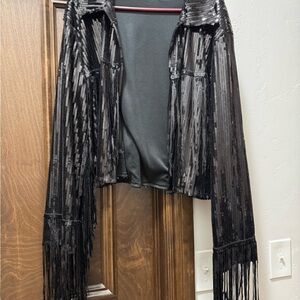 Black Sequin Fringe Jacket